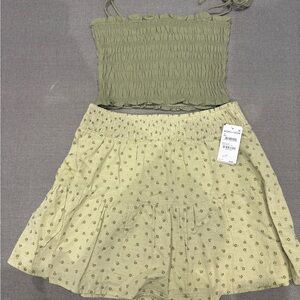 Nordstrom Olive and green Floral Skirt Set